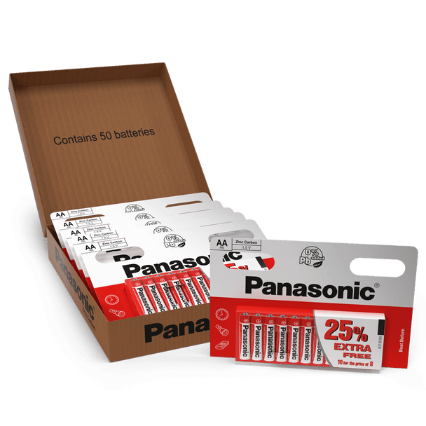 Panasonic Zinc AA LR6 Batteries | 50 Pack