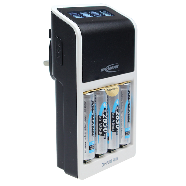 Ansmann Comfort Plus Charger with 4 x AA 2850mAh Rechargeable Batteries