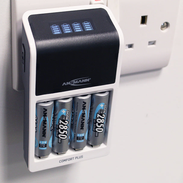Ansmann Comfort Plus Charger with 4 x AA 2850mAh Rechargeable Batteries