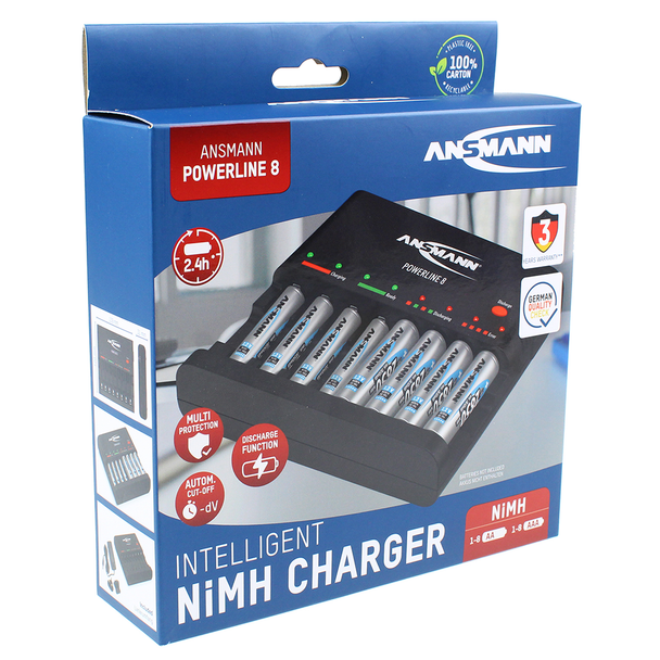Ansmann Powerline 8 AA/AAA Battery Charger | UK/EU Plug