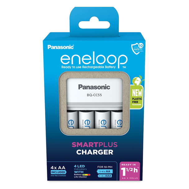Panasonic Eneloop SmartPlus Charger inc. 4 x Eneloop AA 2000mAh Batteries