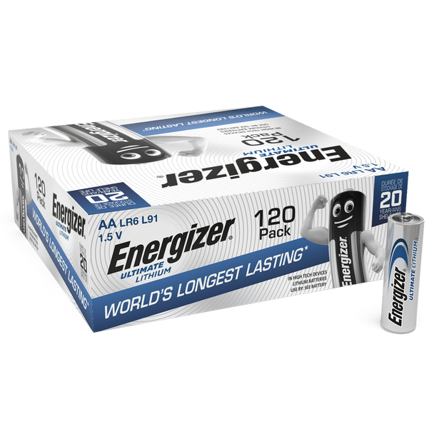 Energizer Ultimate Lithium AA LR6 L91 Batteries | 120 Pack