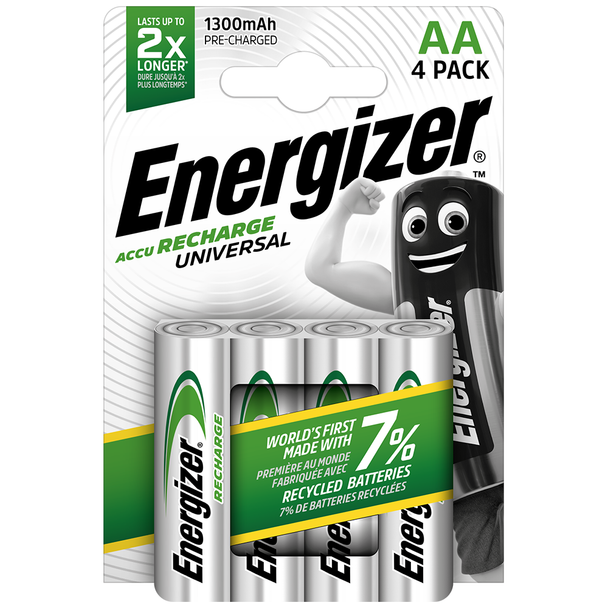 Energizer Universal AA HR6 1300mAh Rechargeable Batteries | 4 Pack