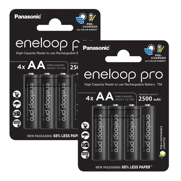 Panasonic Eneloop Pro AA HR6 2500mAh Rechargeable Batteries | 8 Pack