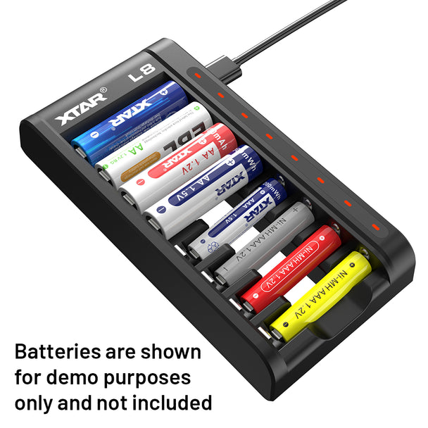 Xtar L8 8 Channel USB Charger for 1.5V Lithium & 1.2V NiMH AA/AAA Batteries