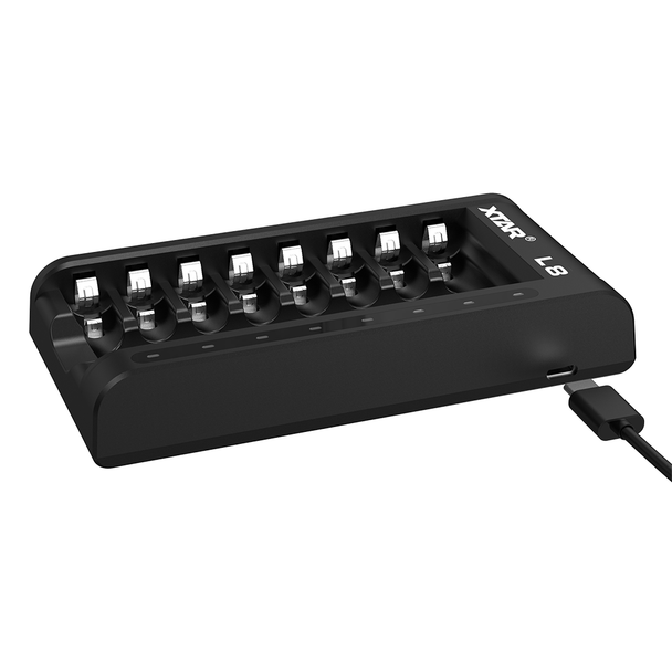 Xtar L8 8 Channel USB Charger for 1.5V Lithium & 1.2V NiMH AA/AAA Batteries