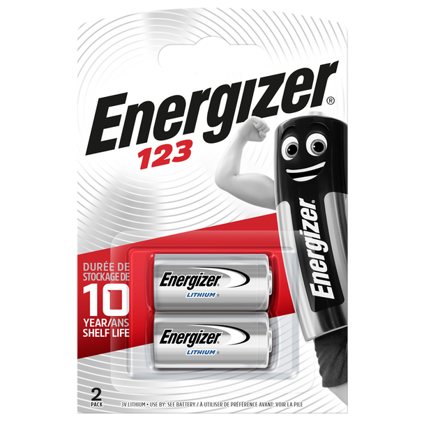 Energizer 123 CR123A Lithium Batteries | 2 Pack