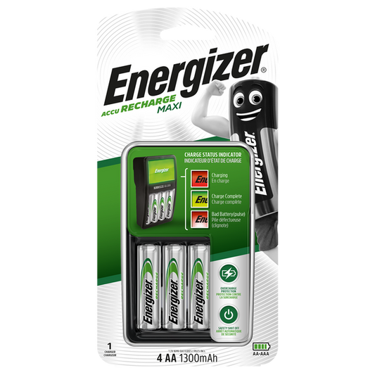 Energizer Maxi Charger | Inc 4 x AA 1300mAh Rechargeable Batteries