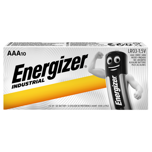 Energizer Industrial AAA LR03 Batteries | Box of 10