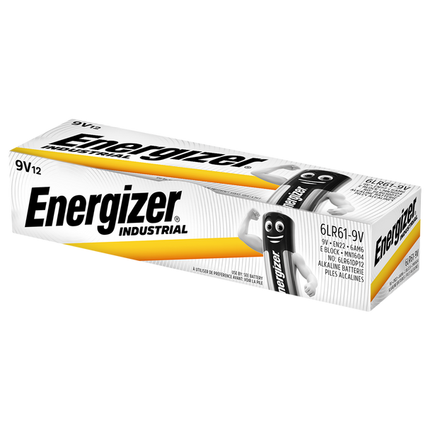 Energizer Industrial 9V PP3 6LR61 Batteries | Box of 12