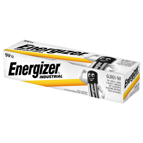 Energizer Industrial 9V PP3 6LR61 Batteries | Box of 12