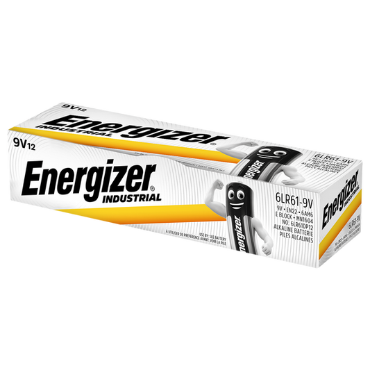 Energizer Industrial 9V PP3 6LR61 Batteries | Box of 12