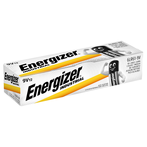 Energizer Industrial 9V PP3 6LR61 Batteries | Box of 12