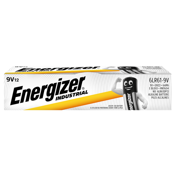 Energizer Industrial 9V PP3 6LR61 Batteries | Box of 12