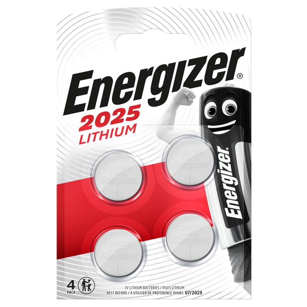 Energizer CR2025 Lithium Coin Cell Batteries | 4 Pack