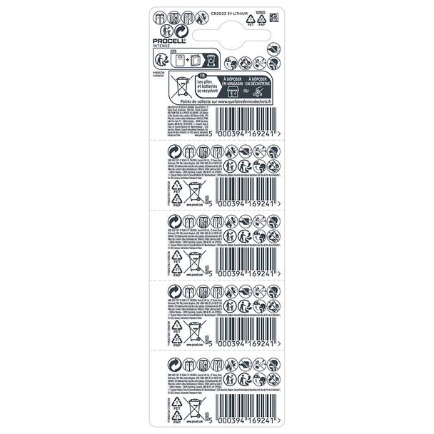 Duracell Procell Intense CR2032 Coin Cell Lithium Batteries | 5 Pack