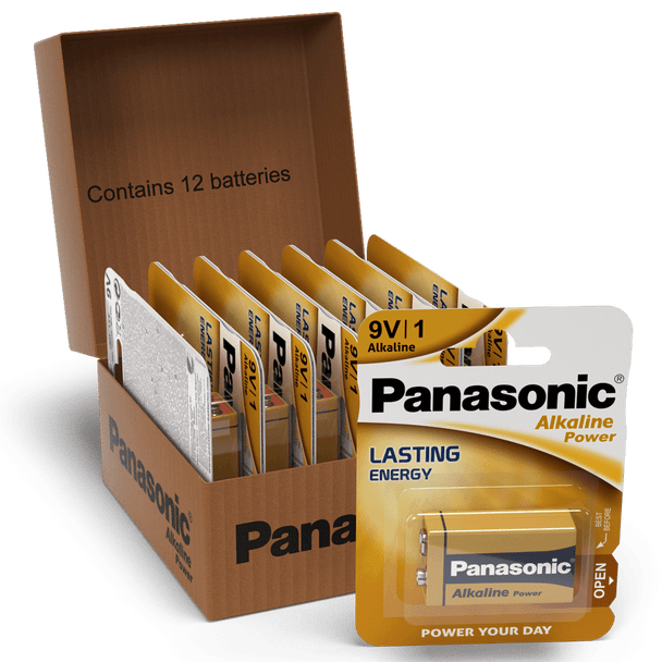 Panasonic Alkaline Power (Bronze) 9V PP3 6LR61 Battery | 12 Pack