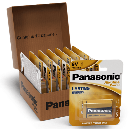 Panasonic Alkaline Power (Bronze) 9V PP3 6LR61 Battery | 12 Pack