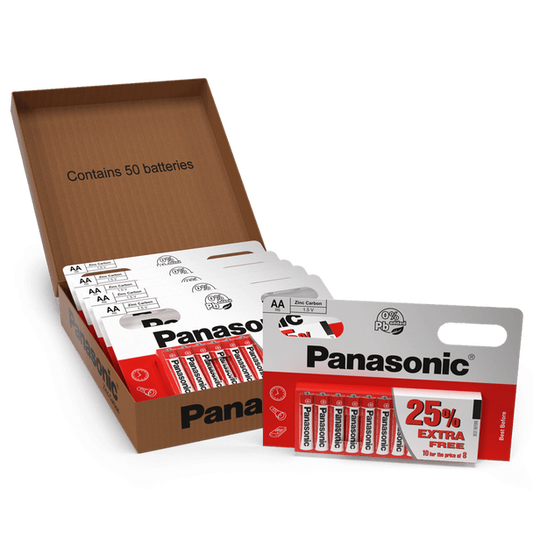 Panasonic Zinc AA LR6 Batteries | 50 Pack