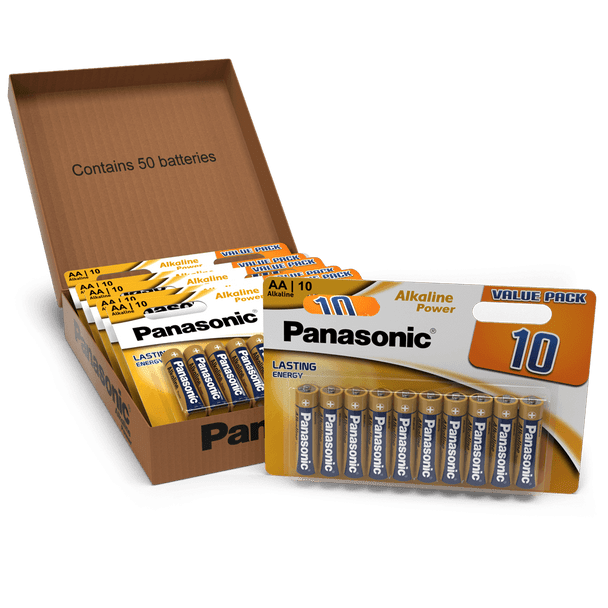 Panasonic Alkaline Power (Bronze) AA LR6 Batteries | 50 Pack