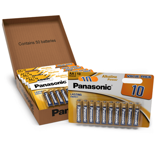 Panasonic Alkaline Power (Bronze) AA LR6 Batteries | 50 Pack