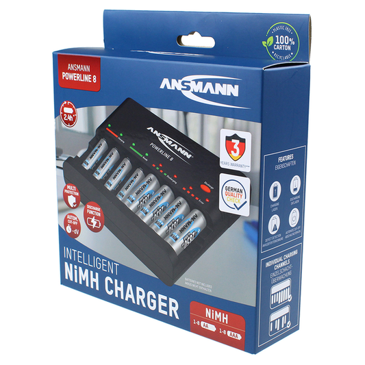 Ansmann Powerline 8 AA/AAA Battery Charger | UK/EU Plug