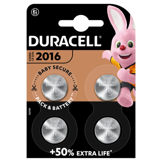 Duracell DL2016 CR2016 Lithium Coin Cell Batteries | 4 Pack