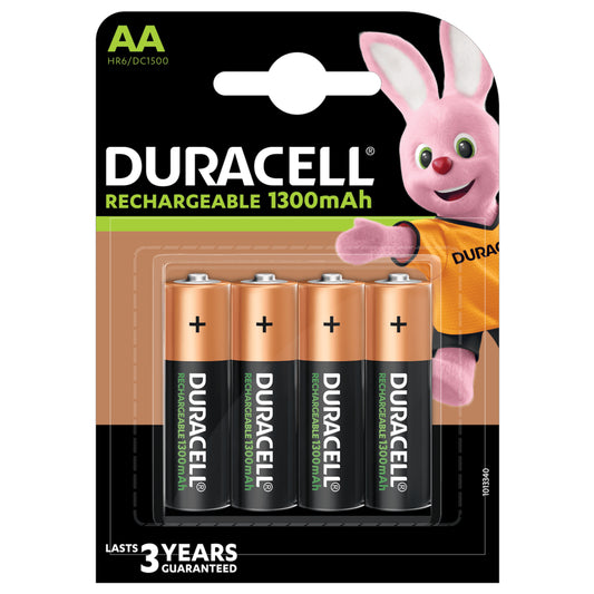 Duracell Rechargeable AA HR6 1300mAh Rechargeable Batteries | 4 Pack