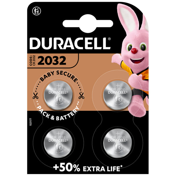 Duracell DL2032 CR2032 Lithium Coin Cell Batteries | 4 Pack