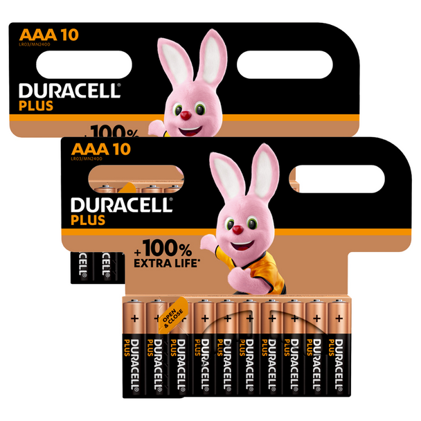 Duracell Plus AAA LR03 Batteries Bulk | 20 Pack