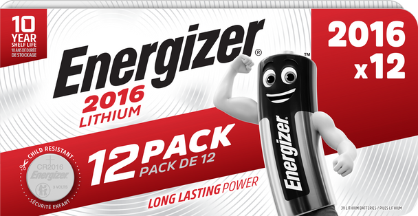 Energizer CR2016 Lithium Coin Cell Batteries | 12 Pack