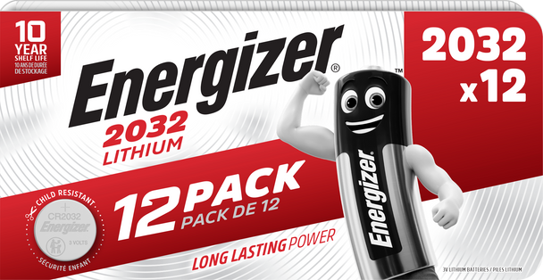 Energizer CR2032 Coin Cell 3V Lithium Batteries | 12 Pack