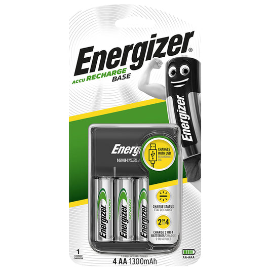 Energizer USB Base Charger | Inc 4 x AA 1300mAh Rechargeable Batteries