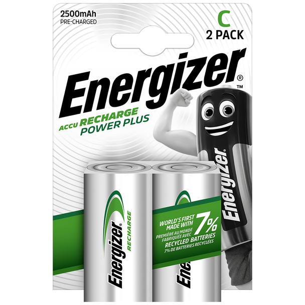 Energizer Power Plus C HR14 2500mAh Rechargeable Batteries | 2 Pack