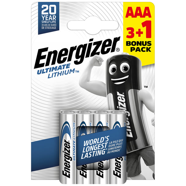 Energizer Ultimate Lithium AAA LR03 L92 Batteries | 4 Pack