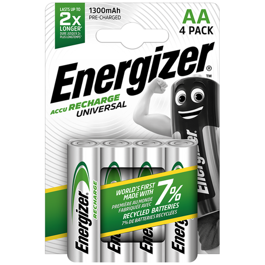 Energizer Universal AA HR6 1300mAh Rechargeable Batteries | 4 Pack