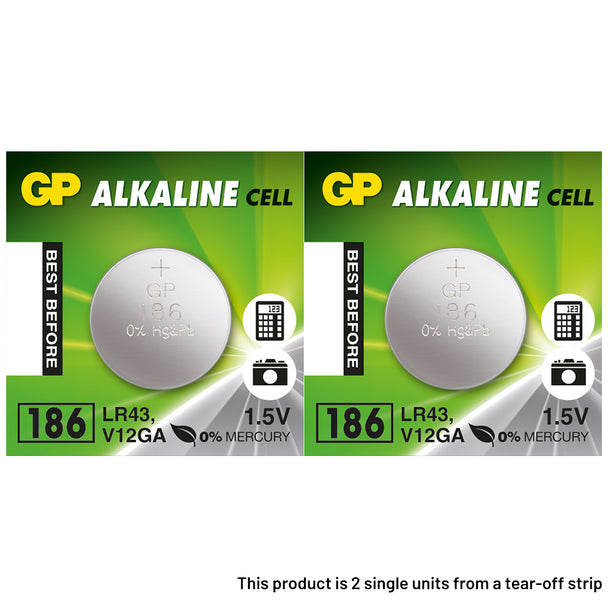 GP 186 LR43 Button Cell Batteries | 2 Pack