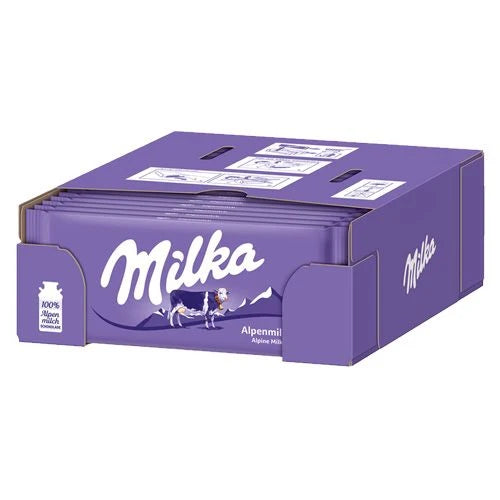Milka Alpine Milk Chocolate Bar (90g) Box of 22