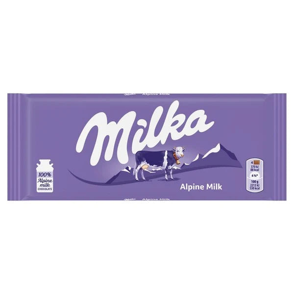 Milka Alpine Milk Chocolate Bar (90g) Box of 22