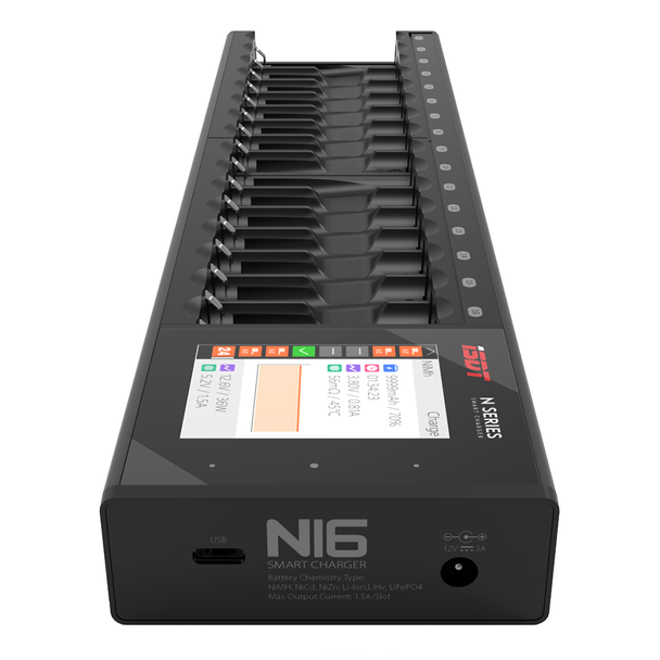ISDT N16 16-Slot 36W Smart Fast Charger for AA AAA Rechargeable Batteries