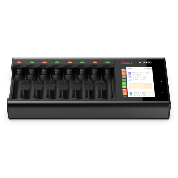 ISDT N8 8-Slot 18W Smart Fast Charger for AA AAA Rechargeable Batteries