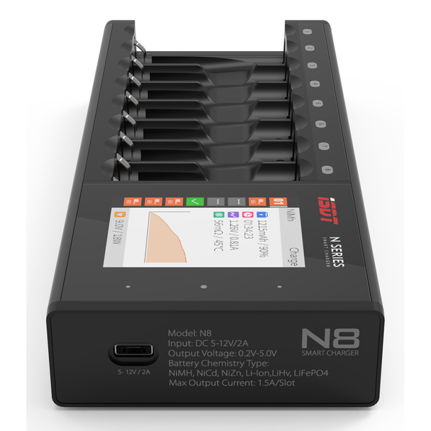 ISDT N8 8-Slot 18W Smart Fast Charger for AA AAA Rechargeable Batteries