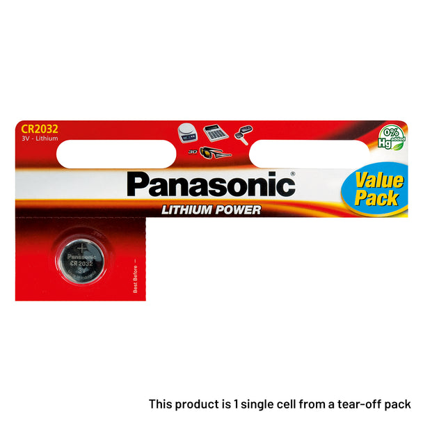 Panasonic CR2032 Coin Cell Battery (Tear-Off) | 1 Pack