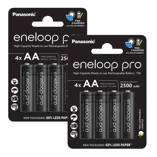 Panasonic Eneloop Pro AA HR6 2500mAh Rechargeable Batteries | 8 Pack