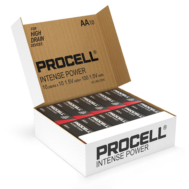 Procell Intense Power AA Batteries – 100 Pack (10x10) | Long-Lasting 1.5V for High-Drain Devices