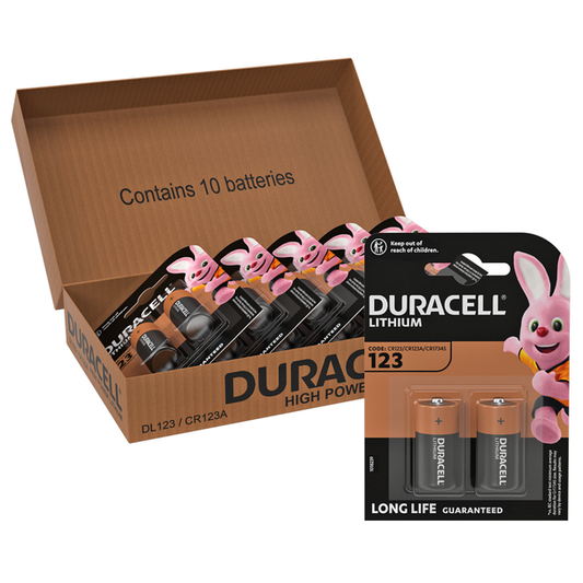 Duracell Lithium DL123 CR123A Batteries | 10 Pack