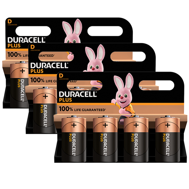 Duracell Plus Power D LR20 Batteries | 12 Bulk Pack