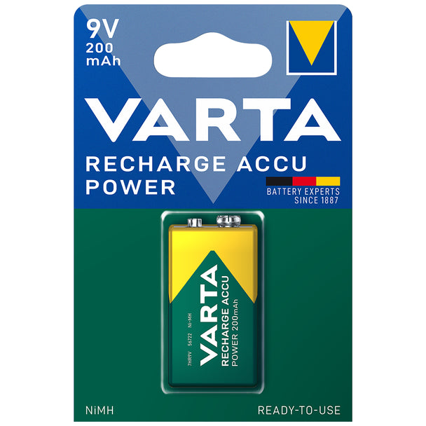 Varta Accu 9V PP3 6HR61 200mAh Rechargeable Battery | 1 Pack