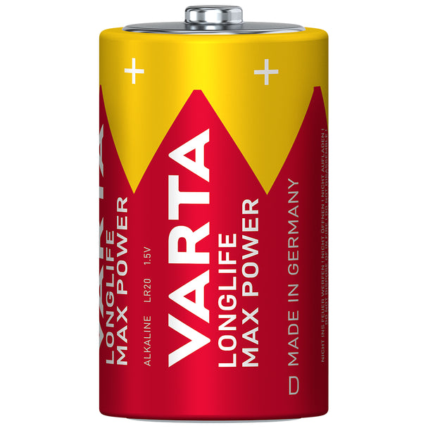 Varta Longlife Max Power D LR20 Alkaline Batteries | 2 Pack