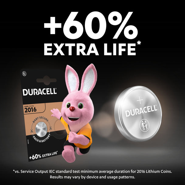 Duracell DL2016 CR2016 Lithium Coin Cell Batteries | 4 Pack